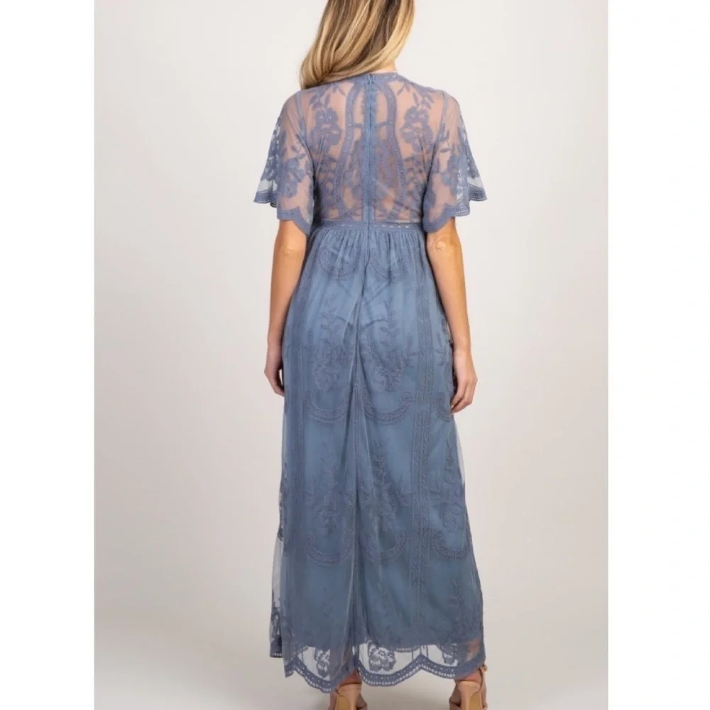 𝅺PinkBlush Lace overlay maxi dress NWT - Picture 3 of 10